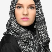 Jual Pasmina Sifon, Pashmina Chiffon, Jilbab Black and White, Ola Monochrom Murah