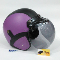 Jual Helm Bogo Retro Kulit Warna Ungu Hitam Klasik Sudah Sni HBCL MTXHLM Murah