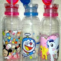 Jual Botol minum little pony, doraemon, disney tsum tsum (ada sedotan &Tali Murah