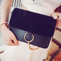 Tas Bahu Wanita korea Import with tali strap kulit dan rantai hitam