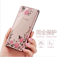 Jual Casing Lucu Oppo F1S/A Cute Flower Plating Luxury Diamond Soft Case Murah