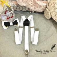 Jual paket hemat! suspender bretel putih dan dasi kupu bowtie twotone iron Murah