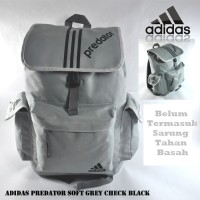 TAS RANSEL ADIDAS PREDATOR ABU ABU TERANG LIS HITAM MURAH BAGUS BARU