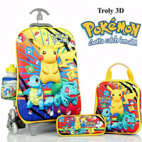 Jual Tas Trolley Anak 4 In 1 3D Pokemon Go Pikachu Kuning Murah