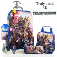 Jual Tas Trolley Anak Transformer Kaca Mata+Led 3D 5in1 Set Murah