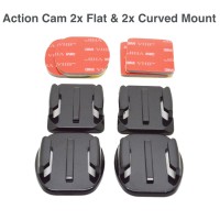Jual Action Cam 2x Flat & 2x Curved Mounts w/ Tapes for Xiaomi Yi & GoPro Murah