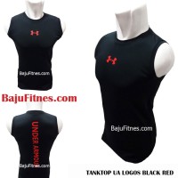Jual Kaos Fitness - TANKTOP UA LOGOS BLACK RED GROSS DRY Murah