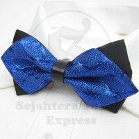 Jual dasi kupu diamond bahan import gliter series warna biru Murah
