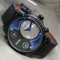 JAM TANGAN PRIA DIESEL 3 WAKTU LEATHER BLACK