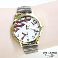 Jam tangan wanita guess tali kulit casual termurah corak zebra fossil
