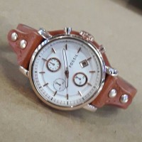 New Jam Tangan Wanita Fossil Kulit Tanggal Ligt Brown Rosegold Kw Supe