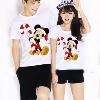 Jual Kaos Couple / Baju Pasangan / Soulmate Santa Mickey Natal 10484 Murah