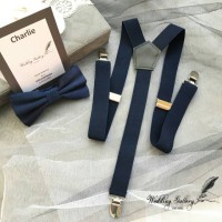 Jual paket hemat!! suspender bretel navy dan bowtie dasi navy Murah