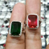 Cincin Lady Batu Persegi Ikat Perak Silver Sterling Stamp 925