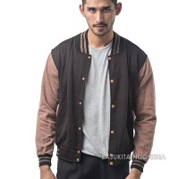 Jual JAKET BASIC VARSITY COKLAT X MOCCA POLOS PRIA & WANITA M-XL Murah