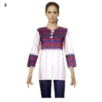 grosir Blus Batik | Blouse Batik | Kemeja Wanita Motif Anjani Putih No