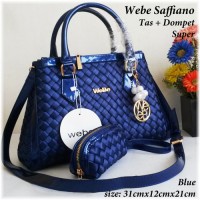 Tas Wanita,Tas Branded,Tas KW,Tas Murah,Webe Saffiano Set Dompet,Blue