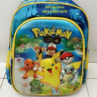 Jual Tas Sekolah Import Ransel Anak SD POKEMON GO Hologram 6D Timbul Murah
