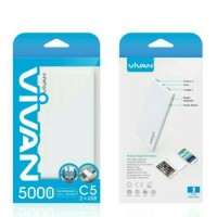 Vivan C5 5000mAh 2 USB Ports Power Bank with Data Cable White