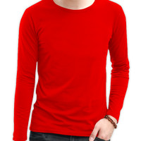 Jual KAOS POLOS MERAH/KAOS DISTRO/KAOS LENGAN PANJANG Murah