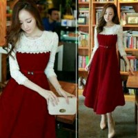 Jual baju wanita online murah - maroon cori dress