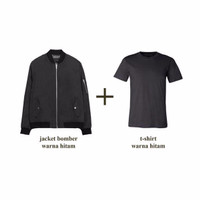 jaket bomber jokowi + kaos polos pria