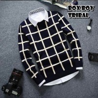 Jual Box Boys Navy/Jaket Rajut Pria Murah