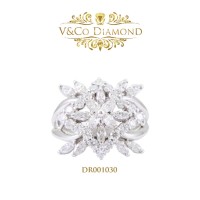 Cincin Berlian Wanita Cincin Emas Putih Cincin Tunangan DR001030