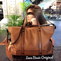 Jual Tas Wanita Zara Basic Original New Restok Barcode!!Camel, Hitam, Blue! Murah