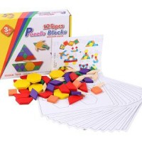 Jual Puzle Kayu Blok Tangram 125 Pcs / Wooden Puzzle Blocks Import Murah