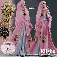 ELISHA SYARI PINK BIRU set hijab gamis bergo busui