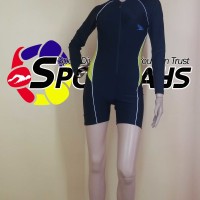 Baju Renang Speedo Lengan Panjang Diving Cewek Hitam Kombinasi Kuning