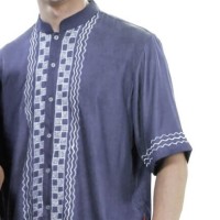 Baju Muslim Pria, Bahan Cotton Cleo, Warna Biru (AZR-281)