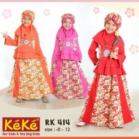 Baju Muslim Keke RK 414 Gamis Anak Rok Atasan Katun Cantik Lucu