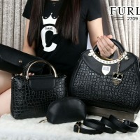 Tas Furla Luxury Culture 4in1 Croco HITAM 2709