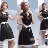 DRESS IMPORT SATIN HITAM IMPORT (829)