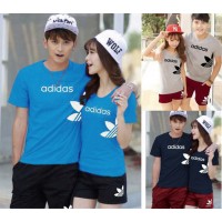 CS Side Adidas Abu / stelan / baju couple / couple / kaos couple stela