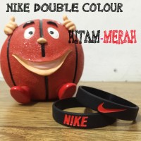 Jual WRISTBAND NIKE DOUBLE HITAM MERAH COLOUR GELANG KARET NBA BASKET MURAH Murah