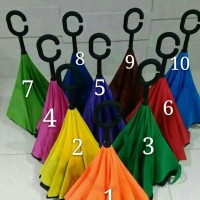 Jual payung terbalik reverse kazbrella tombol merah pakai sarung gagang C Murah