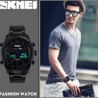 Jual Jam Tangan Pria Original Model SANIN Rantai SKMEI Stainless Steel Murah