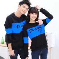 kaos couple pusple biru lengan panjang - baju pasangan