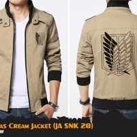 Jual Jaket Anime Attack On Titan SNK Cream Canvas Jacket (JA SNK 28) Murah