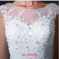 gaun pengantin putih baju pengantin lengan pendek wedding gown berekor