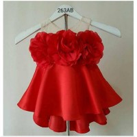 Baju Fashion Anak Bayi Cewek Perempuan Dress Pesta Baby Merah Import