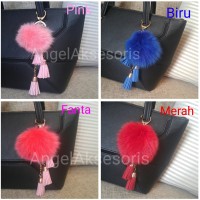 Jual Gantungan tas pom pom ( wanita import kelinci bulu teddy bear kado ) Murah