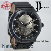 Jam Tangan Pria Police P14685 Tengkorak Kulit Original Elegan Mewah