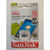 Jual Memory Memori Card MicroSD Micro SD Sandisk Ultra Class 10 16GB, 16 GB Murah
