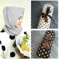 Jual Segiempat Monochrome Polkadot - Jilbab/ Hijab/ Kerudung/ Khimar Murah