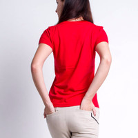 Jual Kaos Polos / Paxta Basic Tees V-Neck Red Women