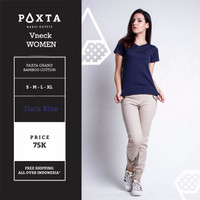 Jual Kaos Polos / Paxta Basic Tees V-Neck Navy Women